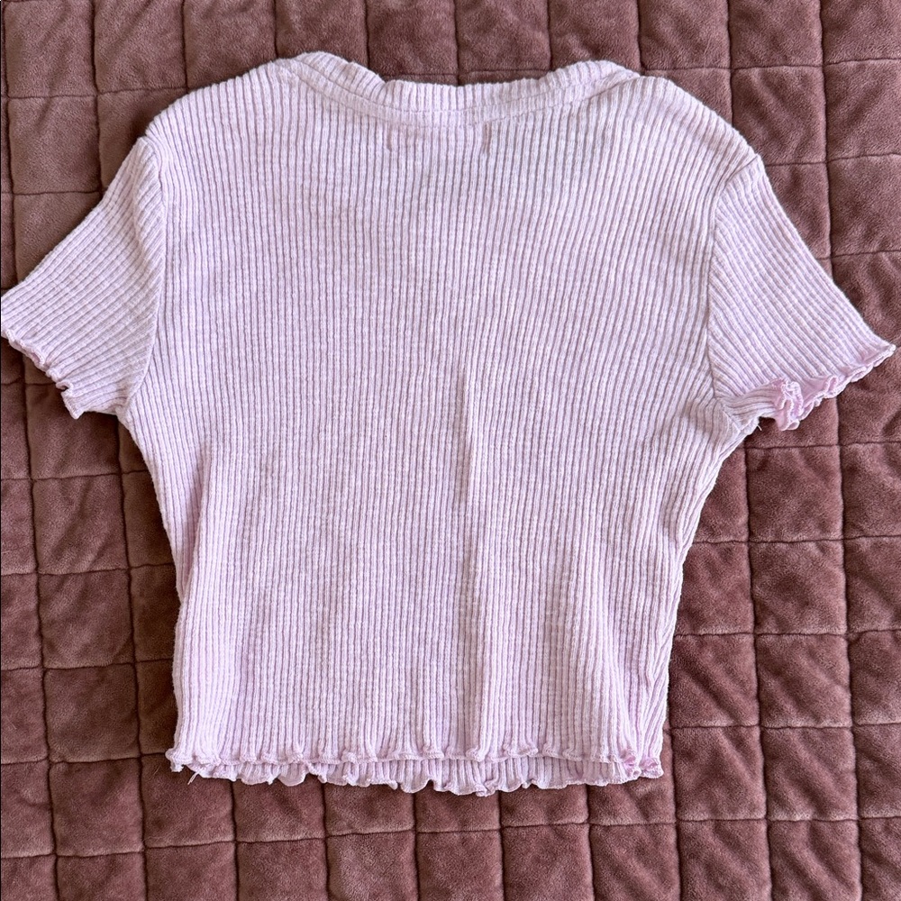 Light Pink Ribbed Crop Top - Picture 4 of 6